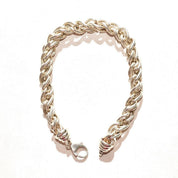 Chunky Italian Sterling Silver Link Choker Necklace, Puffed Singapore/Twisted Rope Chain, Modernist, Statement, 925 Italy, 17 1/2" L