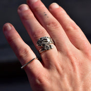 Ornate Sterling Silver Snake Spoon Ring, Engraved Silver Wrap Ring, Flora Motifs, Art Nouveau Revival, 925 Stacking Ring, Size 7 US