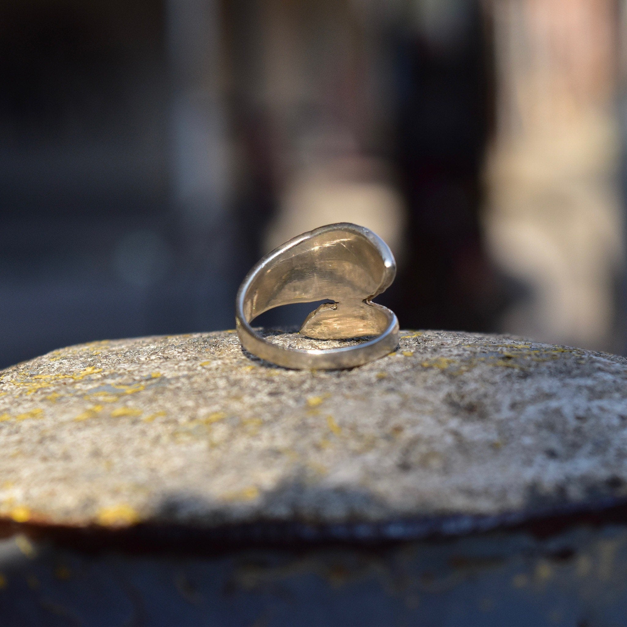 Ornate Sterling Silver Snake Spoon Ring, Engraved Silver Wrap Ring, Flora Motifs, Art Nouveau Revival, 925 Stacking Ring, Size 7 US
