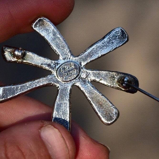Vintage Cecile Jeanne Turquoise Enameled Sterling Silver Star Brooch, Star Brooch, French Sterling 925 Jewelry, Cecile Jeanne Jewelry, 47mm