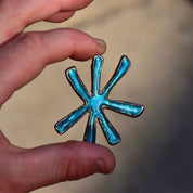 Vintage Cecile Jeanne Turquoise Enameled Sterling Silver Star Brooch, Star Brooch, French Sterling 925 Jewelry, Cecile Jeanne Jewelry, 47mm