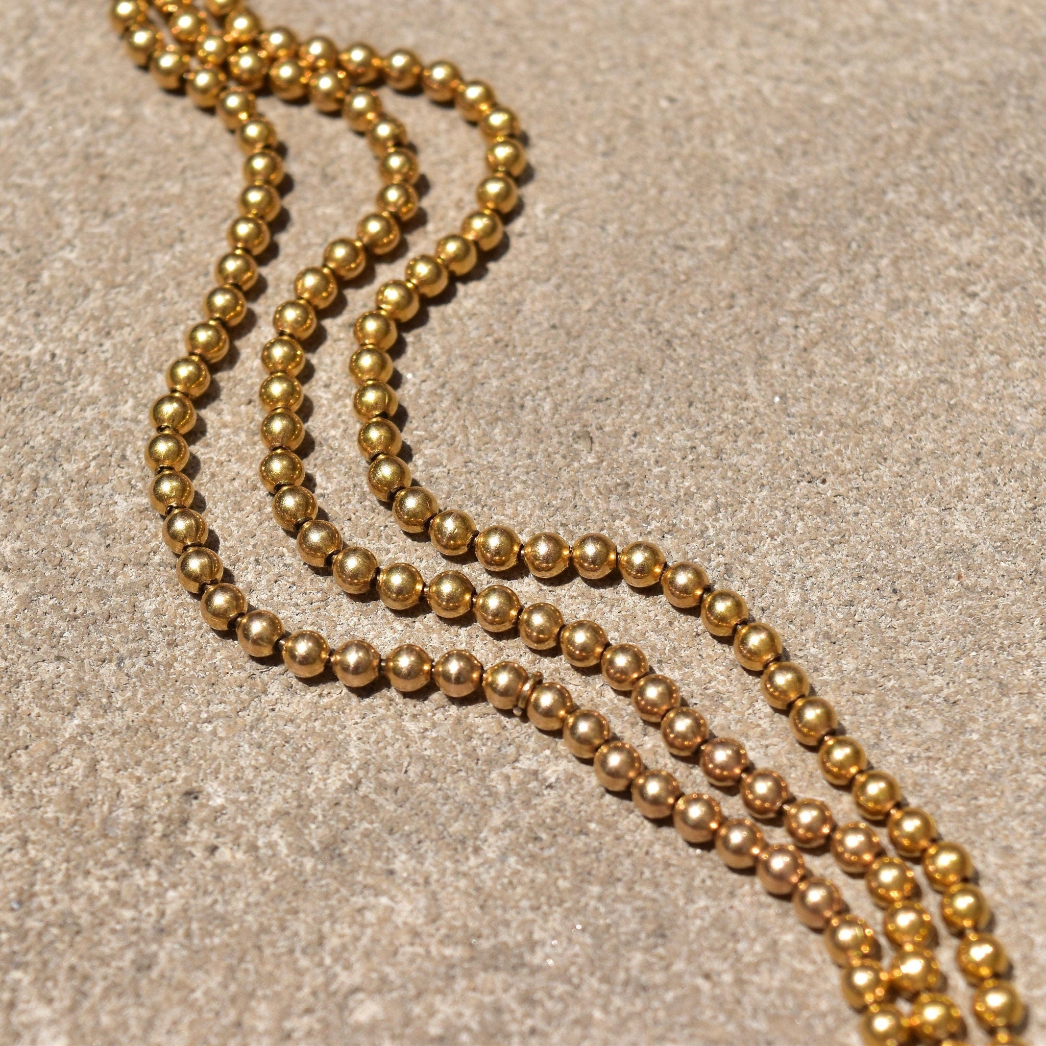 Victorian 10K Gold Triple-Strand Beaded Bracelet W/ Ornate Garnet Seed Pearl Box Clasp, Antique Mourning Jewelry, 6 3/4" L