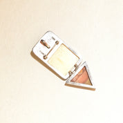 Signed Sterling Silver Amy K. Russell Deer Brooch, Carved Bone Deer Brooch, Tangerine Quartz and Aragonite Brooch, 81mm