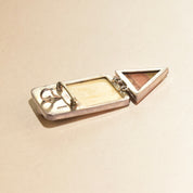 Signed Sterling Silver Amy K. Russell Deer Brooch, Carved Bone Deer Brooch, Tangerine Quartz and Aragonite Brooch, 81mm