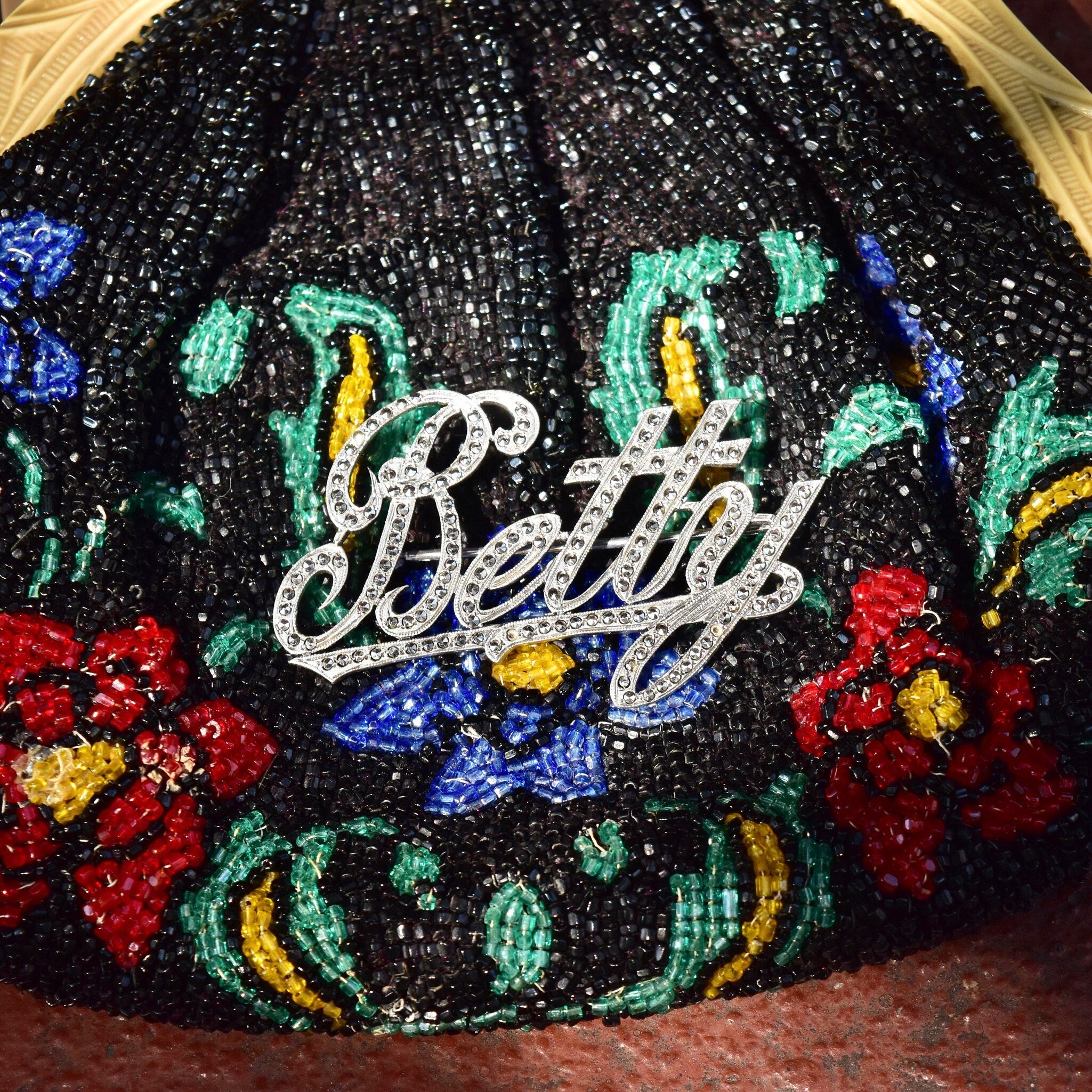Sparkling Art Deco Sterling Silver 'Betty' Script Brooch Pin, Marcasite Encrusted Silver Brooch, Script Font Design, 2 1/2" W