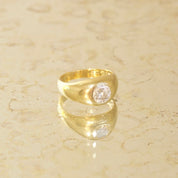 14K Diamond Solitaire Dome Ring, Bezel-Set 1 CT Brilliant Diamond, Polished Yellow Gold, Size 7 1/4 US