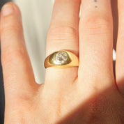 14K Diamond Solitaire Dome Ring, Bezel-Set 1 CT Brilliant Diamond, Polished Yellow Gold, Size 7 1/4 US