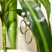Mod Sterling Silver Stud Hoop Earrings, Go-Go Earrings, Vintage 925 Jewelry, 59mm