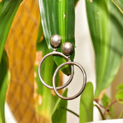 Mod Sterling Silver Stud Hoop Earrings, Go-Go Earrings, Vintage 925 Jewelry, 59mm