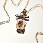 Lori Bonn Sterling Silver Smoky Quartz Double Drop Pendant Necklace, Emerald Cut Gemstone, 18" Figaro Chain, Modernist Jewelry, 17 1/2"