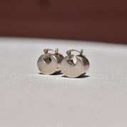 Mini Chunky Sterling Silver Hoop Earrings, Small Unisex Earrings, Modernist Jewelry, Vintage 925 Hoops, 16mm