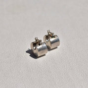 Mini Chunky Sterling Silver Hoop Earrings, Small Unisex Earrings, Modernist Jewelry, Vintage 925 Hoops, 16mm