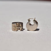 Mini Chunky Sterling Silver Hoop Earrings, Small Unisex Earrings, Modernist Jewelry, Vintage 925 Hoops, 16mm