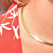 Minimalist 14K Yellow Gold Omega Collar Necklace, Women's Solid Gold Chain, Vintage Omega Link Chain, 16" L