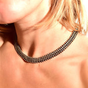 Stephen Dweck Sterling Silver Foxtail Toggle Chain Necklace, Solid Silver Link Chain, Gothic/Industrial, 17" L