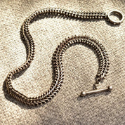 Stephen Dweck Sterling Silver Foxtail Toggle Chain Necklace, Solid Silver Link Chain, Gothic/Industrial, 17" L