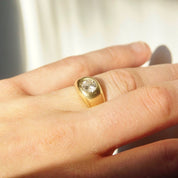14K Diamond Solitaire Dome Ring, Bezel-Set 1 CT Brilliant Diamond, Polished Yellow Gold, Size 7 1/4 US
