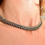 Stephen Dweck Sterling Silver Foxtail Toggle Chain Necklace, Solid Silver Link Chain, Gothic/Industrial, 17" L