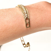 Dazzling 14K Diamond Cluster Bangle Bracelet, Princess-Cut Diamonds, Yellow Gold Open Work Cuff, 2+ TCW, 6 1/4"