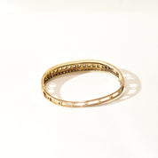 Dazzling 14K Diamond Cluster Bangle Bracelet, Princess-Cut Diamonds, Yellow Gold Open Work Cuff, 2+ TCW, 6 1/4"
