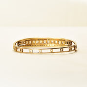 Dazzling 14K Diamond Cluster Bangle Bracelet, Princess-Cut Diamonds, Yellow Gold Open Work Cuff, 2+ TCW, 6 1/4"