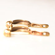 18K Amethyst Hoop Charm Earrings, Trillion-Cut Gemstone, Small Yellow Gold Latch Back Hoops, 750 Hallmark, 27mm