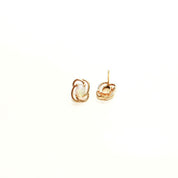 Cute 10K Opal Stud Earrings, Yellow Gold Spiral Trim, Natural Opal Cabochon, Estate Jewelry, 11mm
