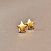 Solid Gold Star Stud Earrings In 18K, Small 5-Pointed Star, Polished Yellow Gold, Cute Vintage Earrings, 12mm