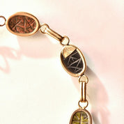 14K Scarab Bracelet with Carved Natural Gemstones
