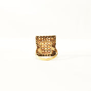 14K Opal Cluster Grid Ring, 30 Natural Opal Cabochons, Yellow Gold Cocktail Ring, 8 US