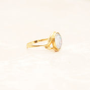10K Opal Triplet Cocktail Ring In Yellow Gold, Estate Jewelry, October Birthstone, Size 8 1/4 US
