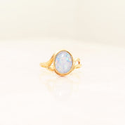 10K Opal Triplet Cocktail Ring In Yellow Gold, Estate Jewelry, October Birthstone, Size 8 1/4 US