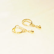 Modernist 14K Geometric Dangle Earrings In Yellow Gold, Concentric Multi-Shape Pierced Dangle Earrings, 42mm
