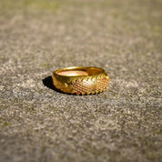 Etruscan-Style 22K Yellow Gold Ring, Previously Enameled, Raised Details, Stacking Ring, Estate Jewelry, Size 6 US