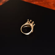 Brutalist 14K Green Topaz Cocktail Ring, Textured Organic Yellow Claw Setting, Estate Jewelry, Size 5 US