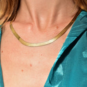 Italian 14K Herringbone Chain, Polished Yellow Gold, 6mm Fine Herringbone Chain, Unisex Gold Chain, 18" L