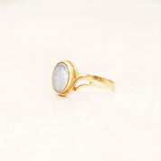 10K Opal Triplet Cocktail Ring In Yellow Gold, Estate Jewelry, October Birthstone, Size 8 1/4 US
