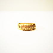 Etruscan-Style 22K Yellow Gold Ring, Previously Enameled, Raised Details, Stacking Ring, Estate Jewelry, Size 6 US