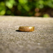 Etruscan-Style 22K Yellow Gold Ring, Previously Enameled, Raised Details, Stacking Ring, Estate Jewelry, Size 6 US