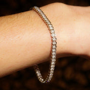 Half Bezel Diamond Tennis Bracelet In 14K White Gold, 3.60 TCW Brilliant Diamond Link Bracelet, Estate Jewelry, 7 1/4" - Good's Vintage