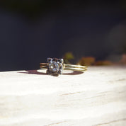 1940's Jabel 14K Diamond Engagement Ring, Two-Tone Diamond Solitaire Ring, .21 CT Estate Jewelry, 5 US