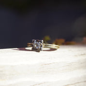 1940's Jabel 14K Diamond Engagement Ring, Two-Tone Diamond Solitaire Ring, .21 CT Estate Jewelry, 5 US