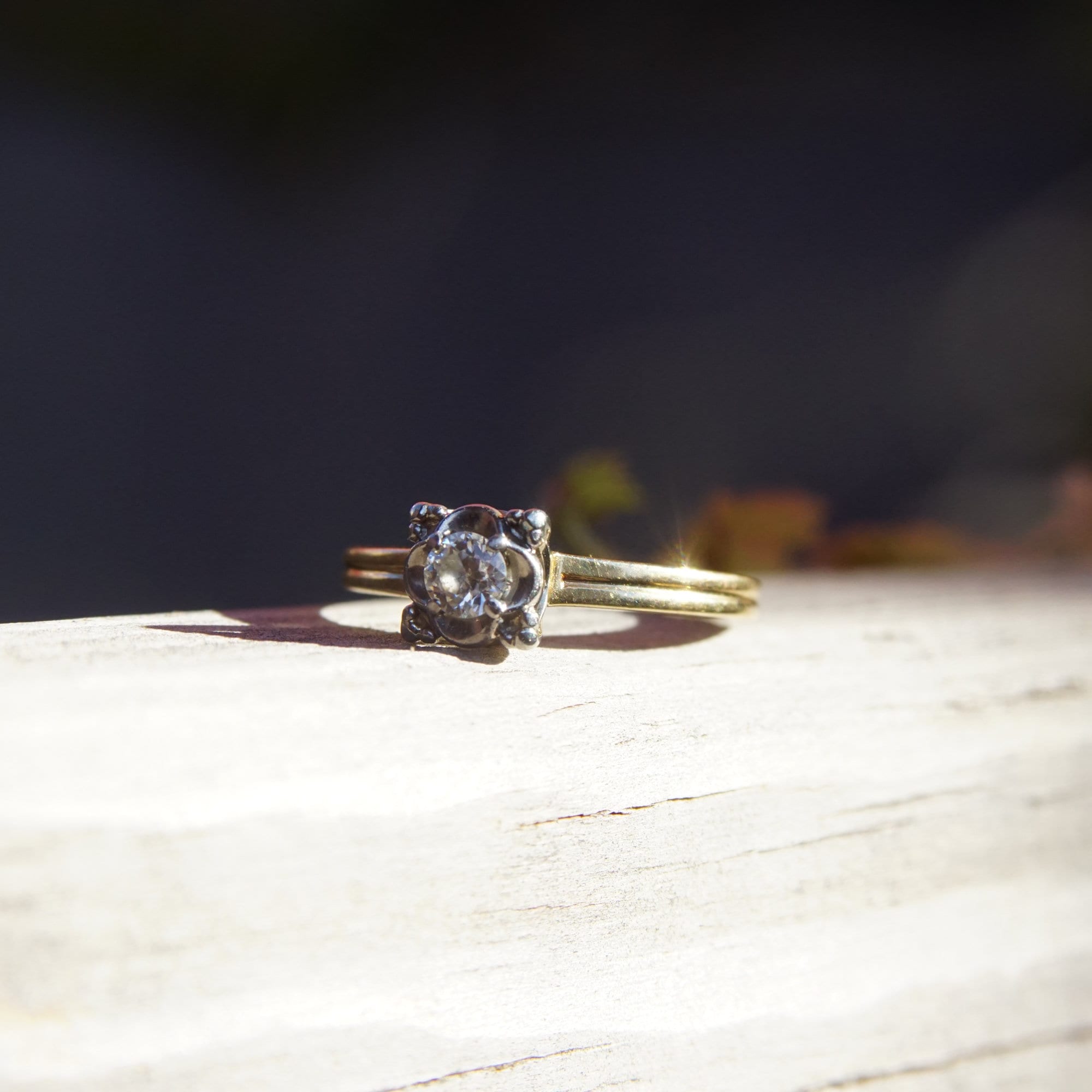 1940's Jabel 14K Diamond Engagement Ring, Two-Tone Diamond Solitaire Ring, .21 CT Estate Jewelry, 5 US