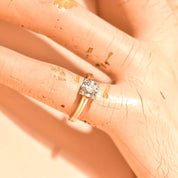 1940's Jabel 14K Diamond Engagement Ring, Two-Tone Diamond Solitaire Ring, .21 CT Estate Jewelry, 5 US