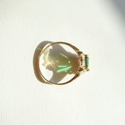 Mid-Century 10K Emerald Ring, Petite Yellow Gold Ring, Emerald-Cut Gemstone, Pinky Ring, Estate Jewelry, 4 1/4 US