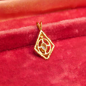 10K Opal Pendant In Yellow Gold, Bamboo Motif, White Opal Cabochons, 2-Stone Pendant, Estate Jewelry, 26mm