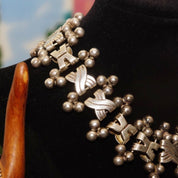 Hector Aguilar TAXCO 940 Sterling Silver Festoon Necklace, Chunky Silver X-Link Bead Collar Necklace, 16 1/2" L