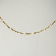 Italian 18K Figaro Chain In Solid Yellow Gold, 2.5mm Gold Link Necklace, Estate Jewelry, 750 Hallmark, 17" L