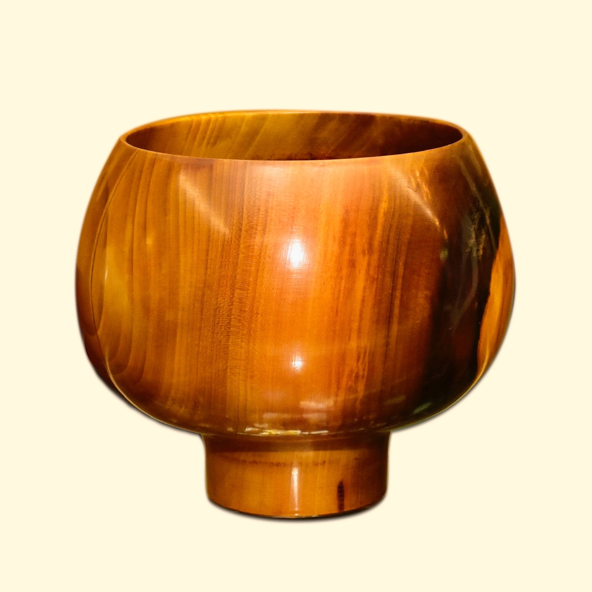 Signed Moulthrop Figured Tulipwood Bowl, Decorative Wooden Bowl, Contemporary Table Center Piece, Moulthrop Studios, 8 1/8" H
