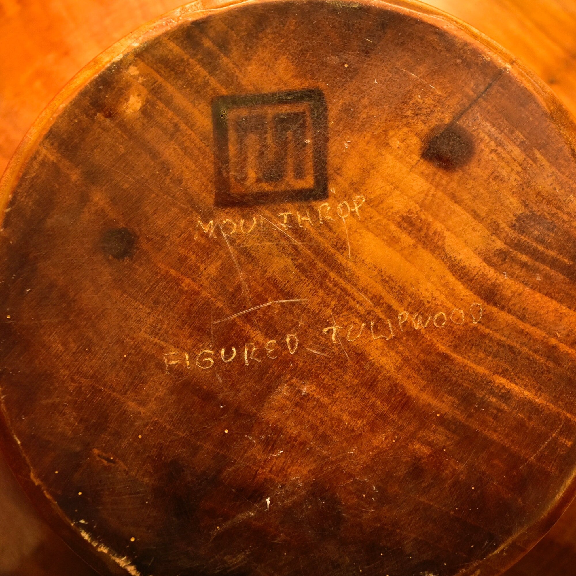 Signed Moulthrop Figured Tulipwood Bowl, Decorative Wooden Bowl, Contemporary Table Center Piece, Moulthrop Studios, 8 1/8" H